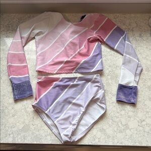 Pastel Striped Kids long sleeve swim suit